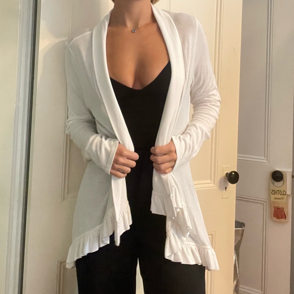 Lilly Pulitzer White Ruffle Cardigan